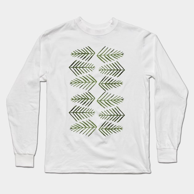 Watercolor pine trees - sap green Long Sleeve T-Shirt by wackapacka